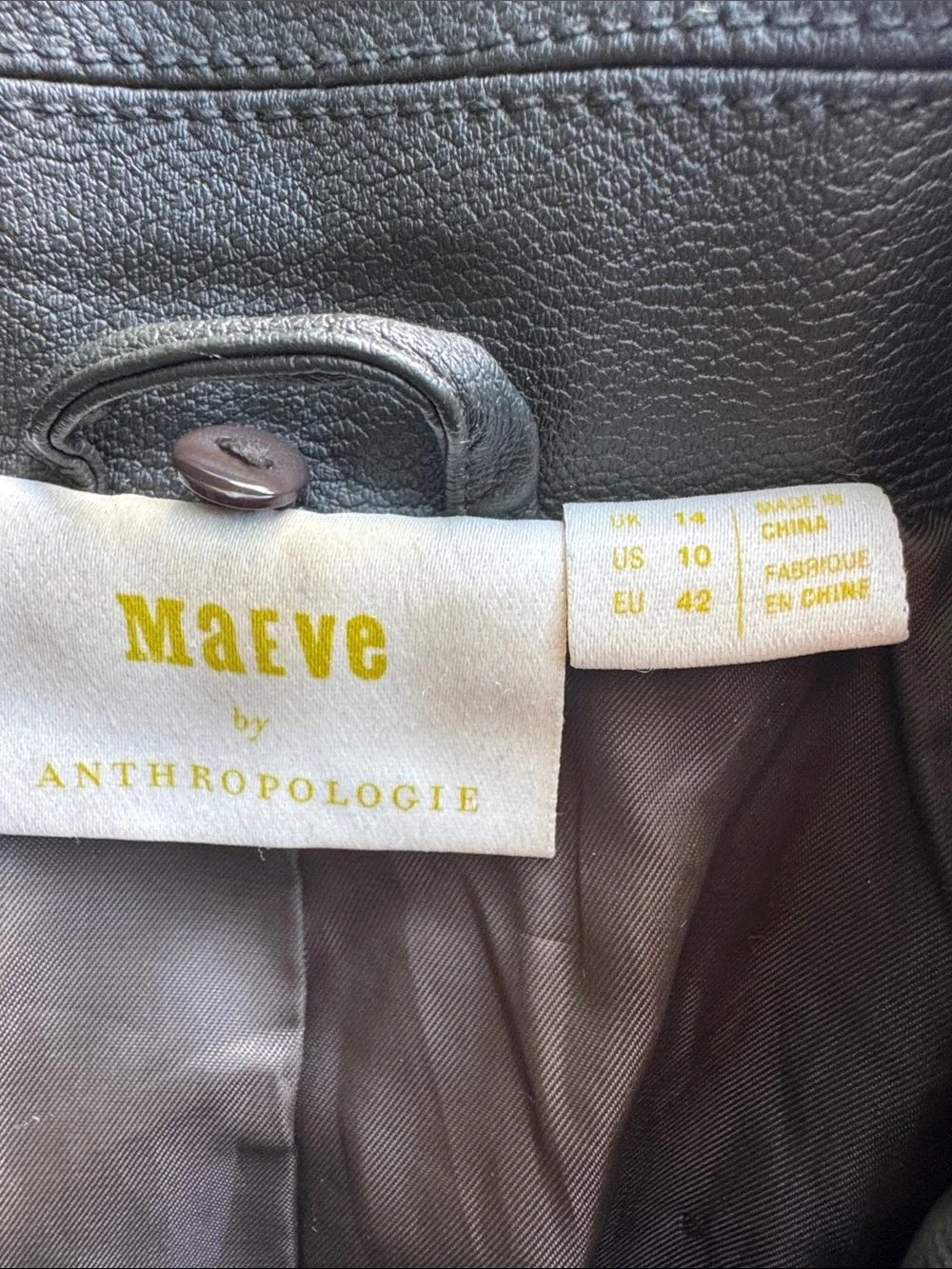 Maeve by Anthropologie Kellie Faux Leather Coat Green Gray Size 10